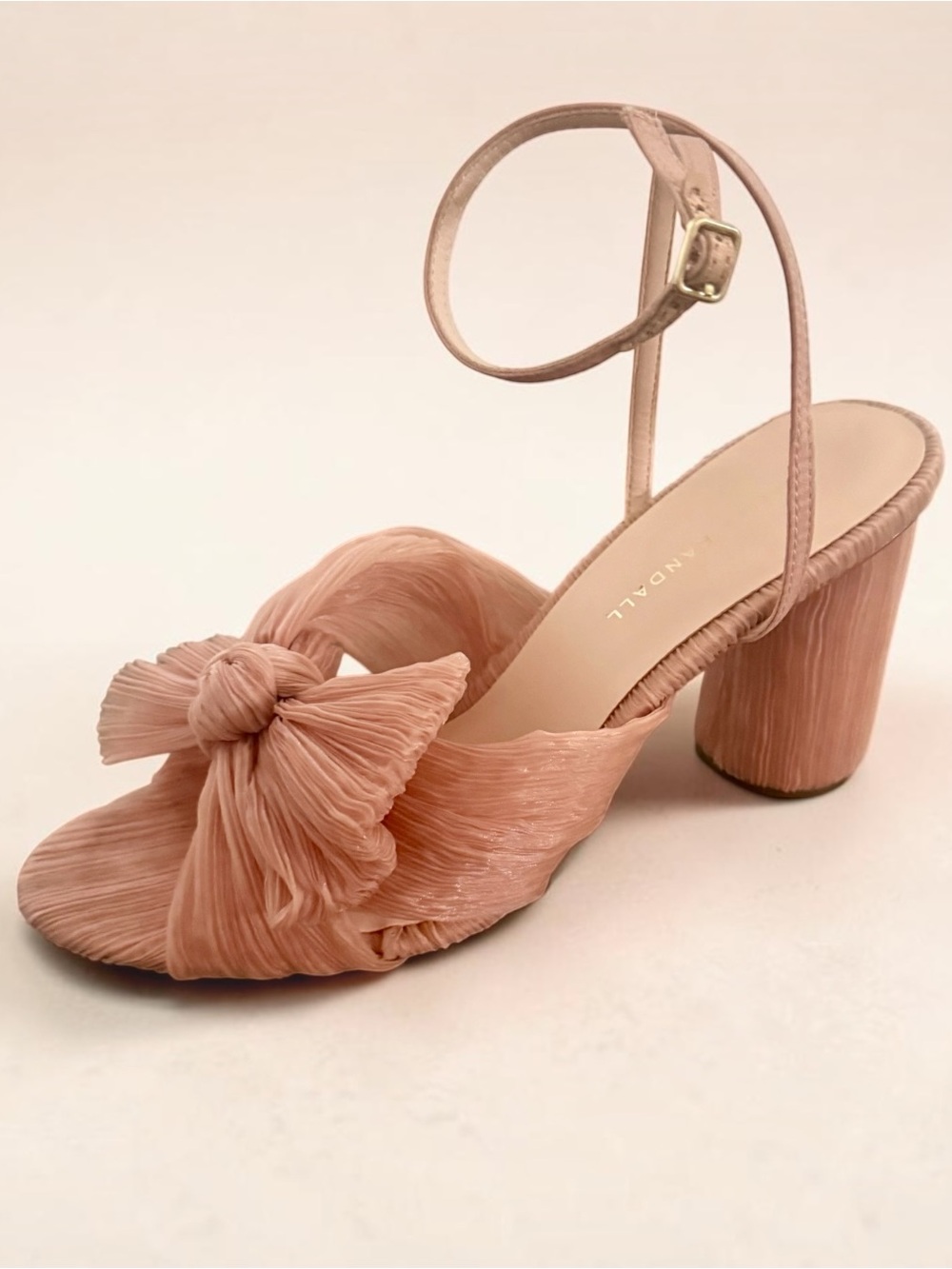 LOEFFLER RANDALL Camellia Beauty Blush Pleated Bow Heels SIZE 10